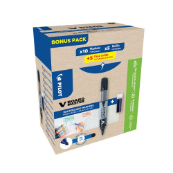 Táblamarker 2,3mm, kerek hegyű, utántölthető medium V-Board Master 10+10 Pilot fekete Táblamarker Pilot