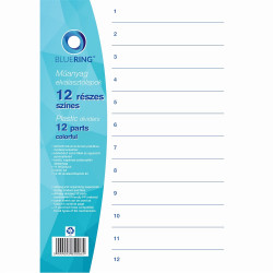 Elválasztólap, színes műanyag 12 részes Bluering® Elválasztó lap Bluering