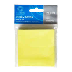 Jegyzettömb öntapadó, 76x76mm, 80lap, Bluering® , neon sárga Öntapadó jegyzettömb Bluering