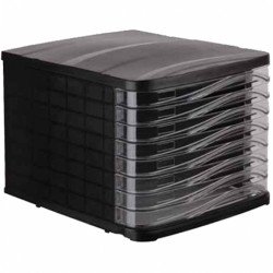 Fiókos irattároló, 8 fiókkal, műanyag fekete, víztiszta fiókokkal Bluering® Fiókos irattároló, irattartó Bluering