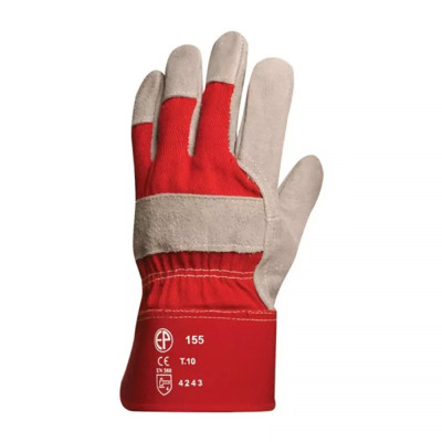 Védőkesztyű erős bőr M-es méret piros