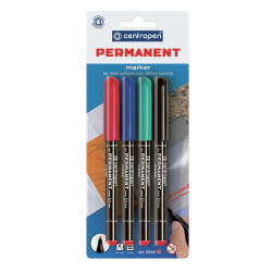 Alkoholos marker készlet, 1mm, M, Centropen 2846 bliszteres, 4 klf. szín Permanent marker Centropen