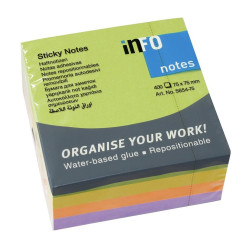 Jegyzettömb öntapadó, 75x75mm, 400lap, Info Notes spring Öntapadó jegyzettömb Info Notes