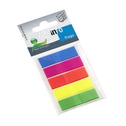 Jelölőcímke 12,5x43mm, 5x26lap, műanayag (5cb) Info Notes 5 klf. teleszín Jelölőcímke Info Notes