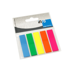 Jelölőcímke 12x44mm, 5x25lap műanyag Info Notes kék zöld sárga rózsaszín narancssárga Jelölőcímke Info Notes