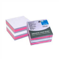 Jegyzettömb öntapadó, 75x75mm, 450lap, Info Notes, brilliant mix, lila, rózsaszín, fehér Öntapadó jegyzettömb Info Notes