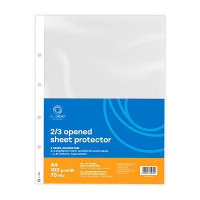 Genotherm lefűzhető, A4, 70 micron narancsos belül 2/3 részben nyitott Bluering® 100 db/csomag,