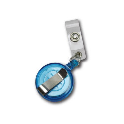 Névjegykitűzőhöz akasztós tartó, kék kihúzható kerek 60cm, zsinórral, patentos Bluering® Névkitűző Bluering