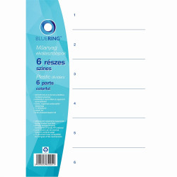 Elválasztólap, színes műanyag 6 részes Bluering® Elválasztó lap Bluering