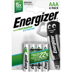 Akkumulátor AAA mikro 800mAh Extreme 4 db/csomag, Energizer Elem, akkumulátor, töltő Energizer