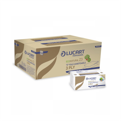 Kéztörlő 3 rétegű Z hajtogatású 198 lap/csomag 18 cs/karton Z3 EcoNatural Lucart_864075J havanna barna