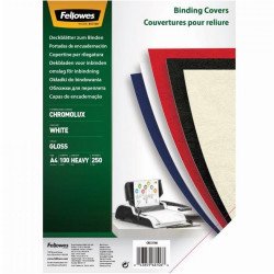 Hátlap, A4, 250 g, fényes 100 db/csomag, Fellowes® ChromoLux, fehér Kötészeti kellék Fellowes