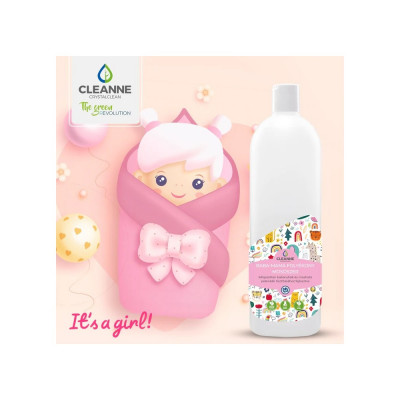 Mosógél 1 liter (20 mosás) fehér és színes ruhákhoz Cleanne_Baba-Mama Its a girl