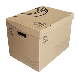 Archiváló konténer karton doboz fedeles 42x31x32cm, felfelé nyíló tetővel (kívül záródó) Bluering® barna Archiválás Bluering