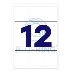 Etikett címke, 70x67,7mm, 100 lap, 12 címke/lap Bluering® Etikett - címke Bluering