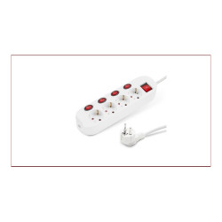 Elosztó négy csatlakozós 4+1 kapcsolós 1,5m kábellel asztali 16A max. Elosztó, hosszabító Egyéb