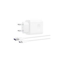 Töltő hálózati HUAWEI USB aljzat (18W, gyorstöltő + Type-C kábel) fehér Telefontöltő, kábel Huawei