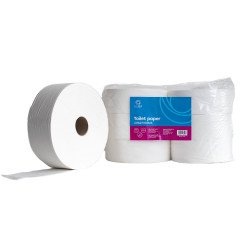 Toalettpapír 2 rétegű közületi átmérő: 26 cm 100 % cellulóz 210 m/tekercs 6 tekercs/karton Bluering® hófehér Toalettpapírok Bluering