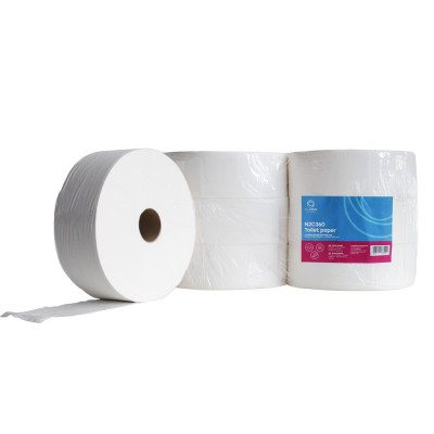 Toalettpapír 2 rétegű közületi átmérő: 27 cm 100% cellulóz 360 m/tek 6 tekercs/csomag erősített duda Bluering® hófehér