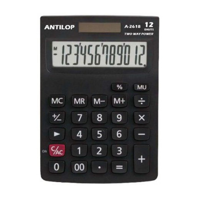 Számológép asztali 12 számjegy nagy, döntött kijelző Antilop A-2618