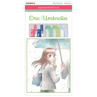 Írószer készlet, Zebra Manga Set, One Umbrella, 5 darabos