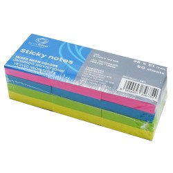 Jegyzettömb öntapadó, 38x51mm, 80lap, 12 tömb/csomag, Bluering® , neon Öntapadó jegyzettömb Bluering