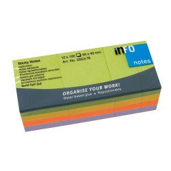 Jegyzettömb öntapadó, 40x50mm, 100lap, 12 tömb/csomag, Info Notes, spring Öntapadó jegyzettömb Info Notes
