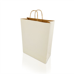 Sodrottfüles papírtáska 320x420mm 150mm talp L méret 200 db/doboz, fehér Papírzacskó , zsák h-Green