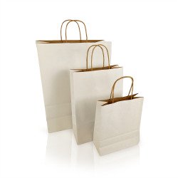 Sodrottfüles papírtáska 320x420mm 150mm talp L méret 200 db/doboz, fehér Papírzacskó , zsák h-Green