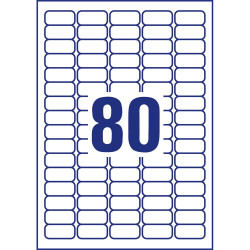 Etikett címke, 35,6 x16,9mm, univerzális visszaszedhető, 80 címke/ív, 100 ív/doboz, Avery fehér