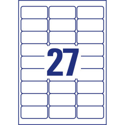 Etikett címke, 63,5 x29,6mm, univerzális visszaszedhető, 27 címke/ív, 25 ív/doboz, Avery fehér