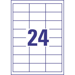 Etikett címke, 64,6 x33,8mm, univerzális, 24 címke/ív, 100 ív/doboz, Avery fehér