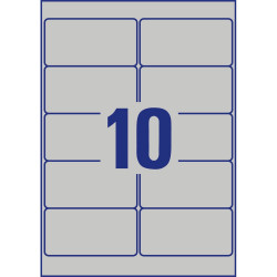 Etikett címke, 96x50,8mm, 20lap 10 címke/lap ipari ezüst poliészter Avery