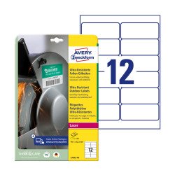 Etikett címke, 99,1 x42,3mm, ultra ellenálló 12 címke/ív, 10 ív/doboz, Avery fehér Etikett - címke Avery