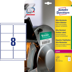 Etikett címke, 99,1 x67,7mm, ultra ellenálló 8 címke/ív, 10 ív/doboz, Avery fehér Etikett - címke Avery