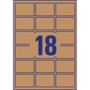 Etikett címke, 62 x42mm, környezetbarát 18 címke/lap, 25 lap/doboz, Avery barna