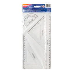Vonalzókészlet, 4 db-os, 30 cm-es vonalzóval, Nebulo Vonalzó, szögmérő Nebulo