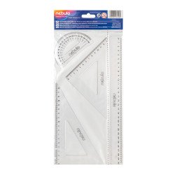 Vonalzókészlet, 4 db-os, 30 cm-es vonalzóval, Nebulo Vonalzó, szögmérő Nebulo