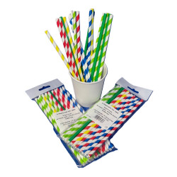 Szívószál papír 6 x 200 mm 25 db/csomag vegyes csíkos Street food - party kellékek Egyéb