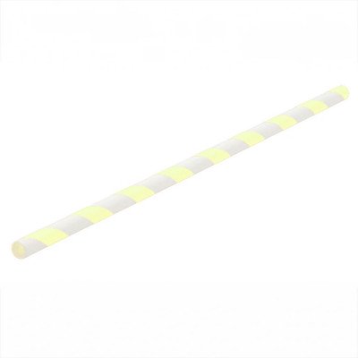 Szívószál papír 8 x 230 mm 250 db/csomag citromsárga / fehér csíkos