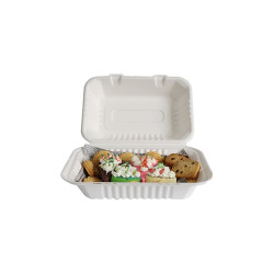 Papírdoboz ételes 22,86 x 15,24 x 8,12 cm komposztálható cukornád 125 db/csomag natúr Street food - party kellékek Egyéb