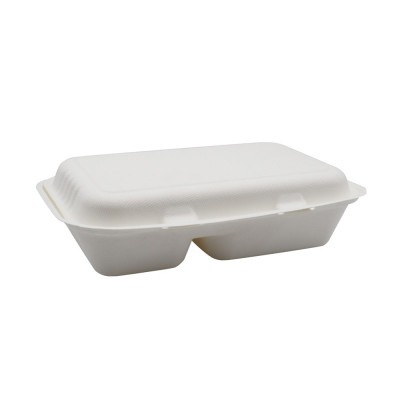 Papírdoboz ételes 2 részes 23 x 15 x 8 cm komposztálható cukornád 125 db/csomag natúr