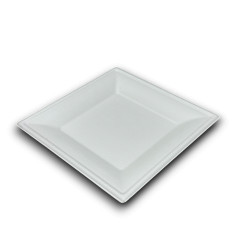 Papírtányér szögletes 26 x 26 cm komposztálható cukornád 50 db/csomag natúr Street food - party kellékek Egyéb