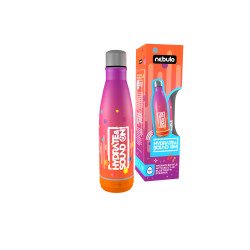 Palack, thermo, beépített bluetooth hangszóróval 460 ml rózsa-narancs, Nebulo Kulacs, termosz Nebulo