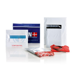 Futártasak C4, 240x325 + 50 mm. szilikonos záródás 100 db/csomag Coex Fehér/Fekete Tasak Coex