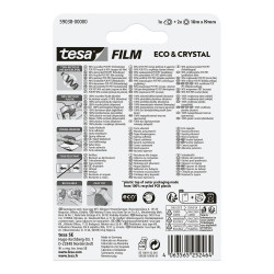 Ragasztószalag 19mmx10m irodai újrahasznosított 2 db víztiszta szalag+adagoló Tesa Eco & Crystal