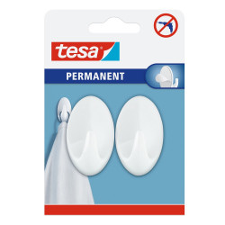 Akasztó, műanyag ovális, L méret, fehér, 2 db Tesa Akasztók Tesa