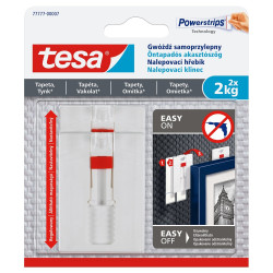 Akasztószög öntapadó állítható, érzékeny felületekhez 2 kg teherbírású 2 darab/bliszter Tesa Powerstrips Akasztók Tesa