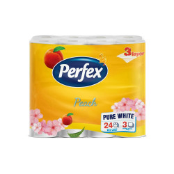 Toalettpapír 3 rétegű kistekercses 100% cellulóz 90 lap/tekercs 24 tekercs/csomag Boni Perfex Barack Toalettpapírok Perfex