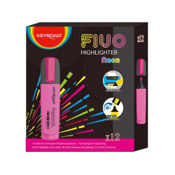 Szövegkiemelő vágott hegyű, lapos test Keyroad Fluo neon rózsaszín Szövegkiemelő Keyroad